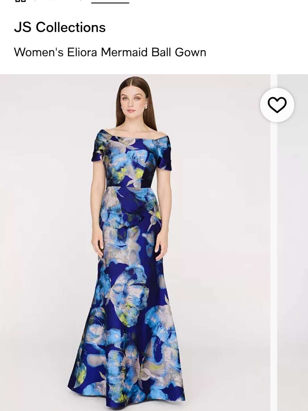 JS Collections One-Shoulder Floral Mermaid Gown in Blue and White